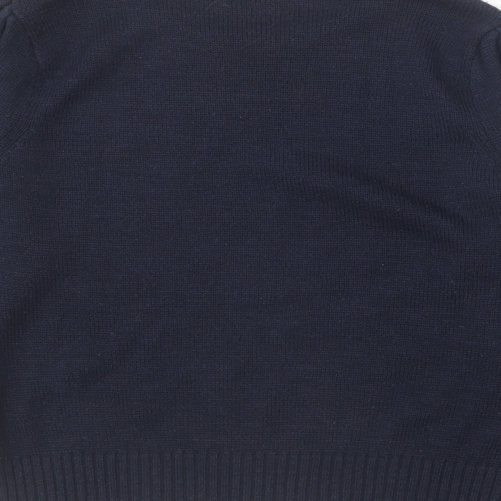 Internacionale Womens Blue Round Neck Geometric Acrylic Pullover Jumper Size 12
