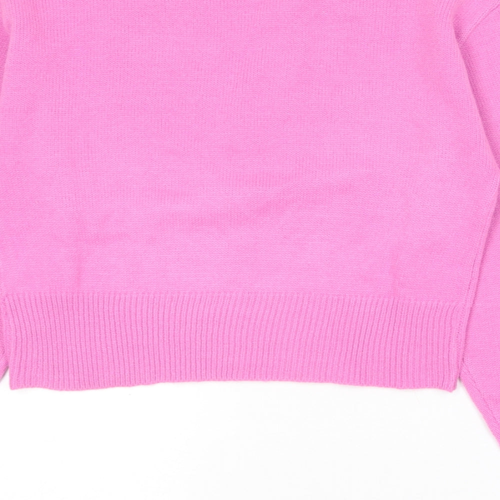 H&M Womens Pink Collared Acrylic Pullover Jumper Size S