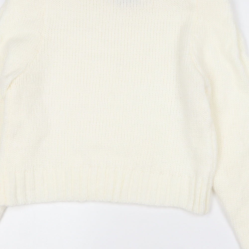QED London Womens Ivory Crew Neck Cotton Pullover Jumper Size 14