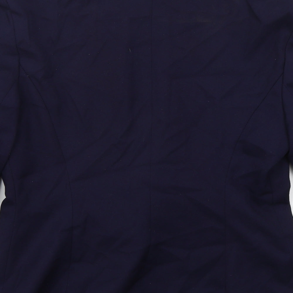 Equation Womens Blue Polyester Jacket Blazer Size 12
