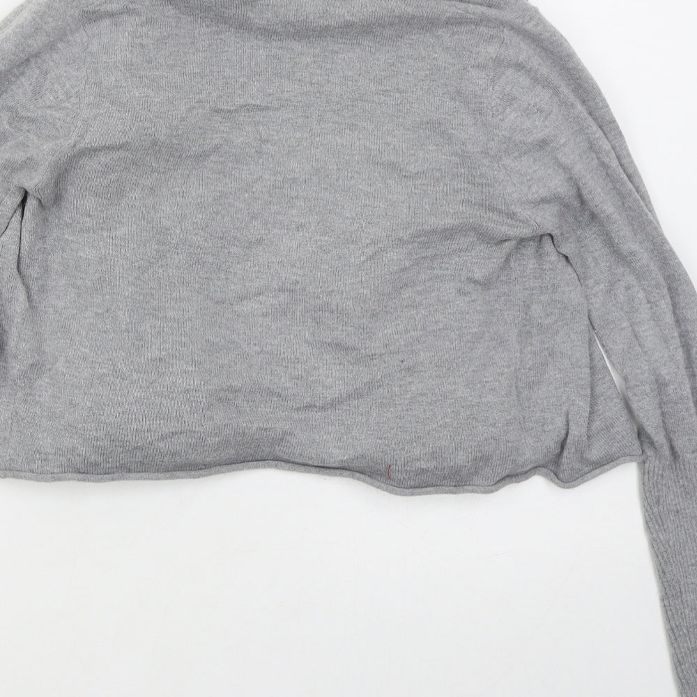 Kaliko Womens Grey V-Neck Cotton Cardigan Jumper Size 8