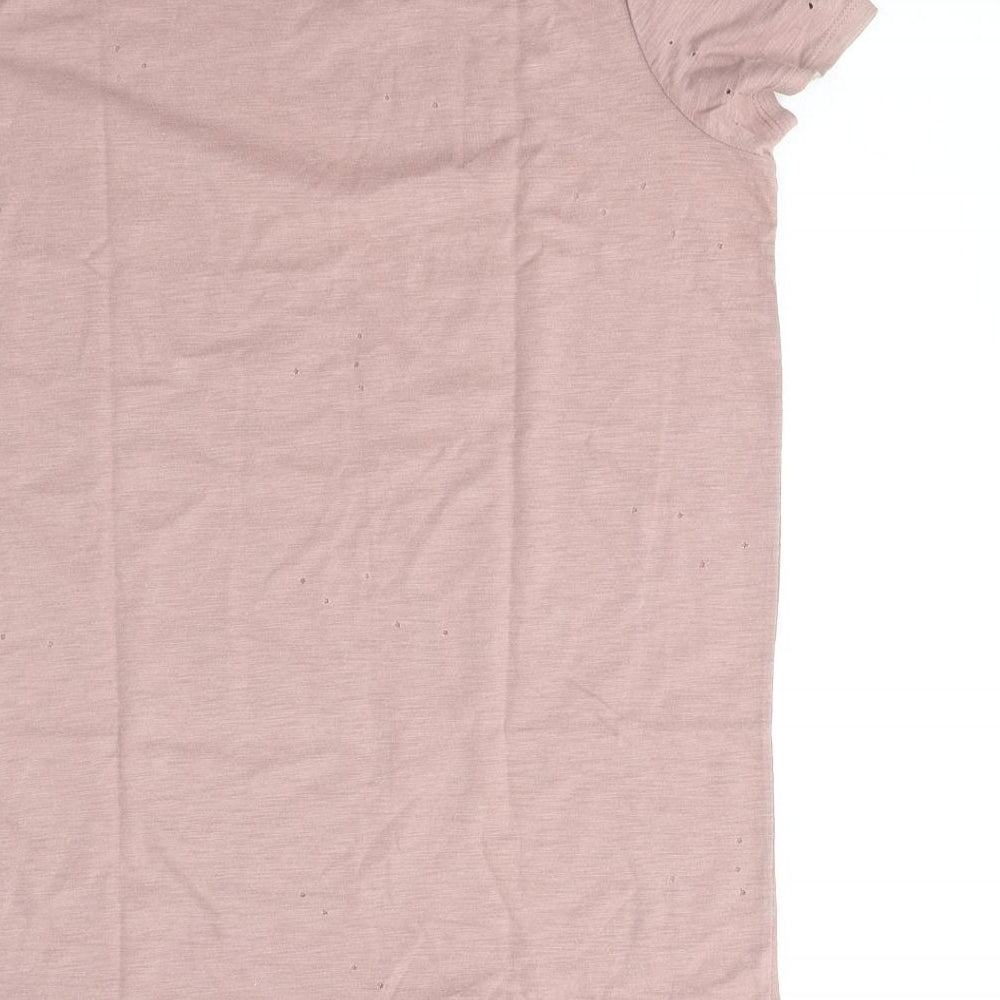 NEXT Womens Pink Cotton Basic T-Shirt Size 8 Round Neck - hole pattern detail