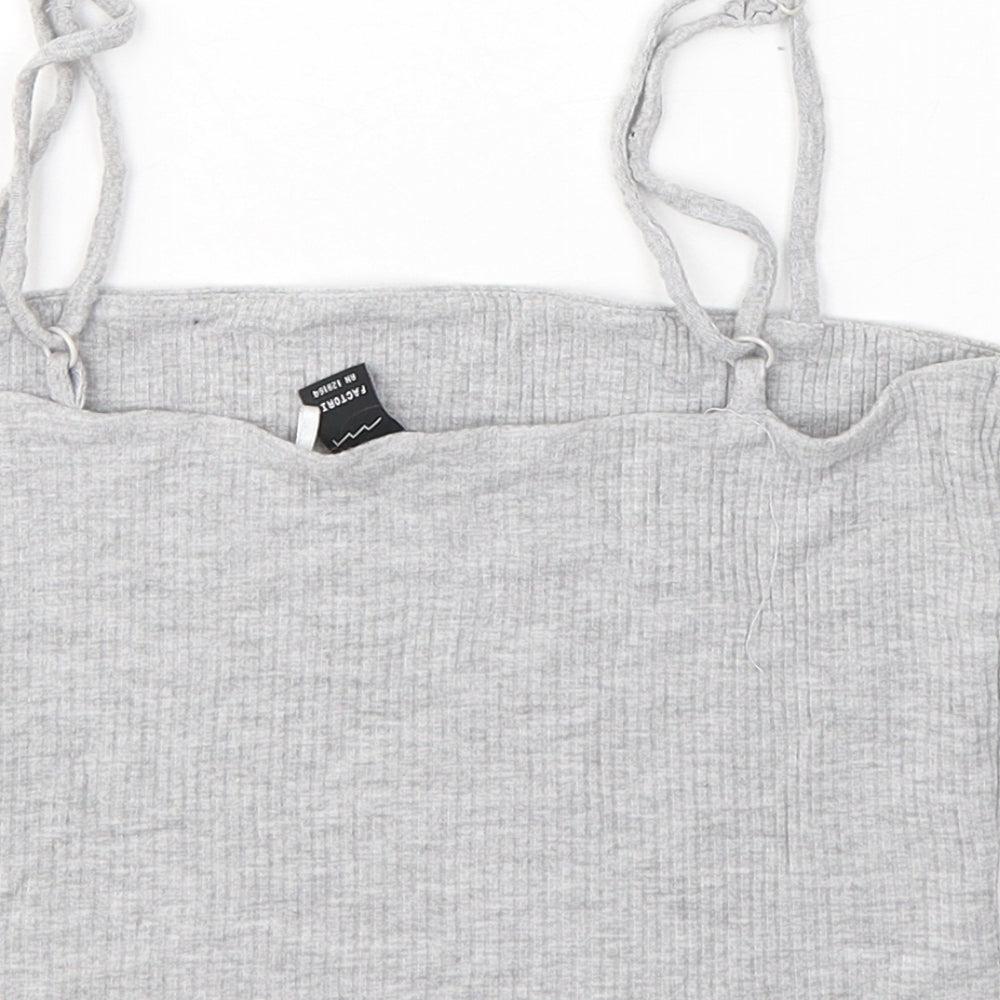 FACTORIE Womens Grey Viscose Cropped Tank Size S Square Neck