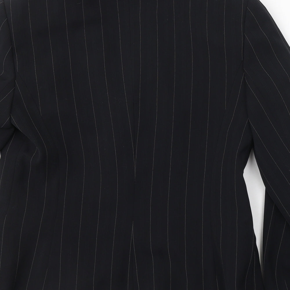 NEXT Womens Black Striped Polyester Jacket Suit Jacket Size 14