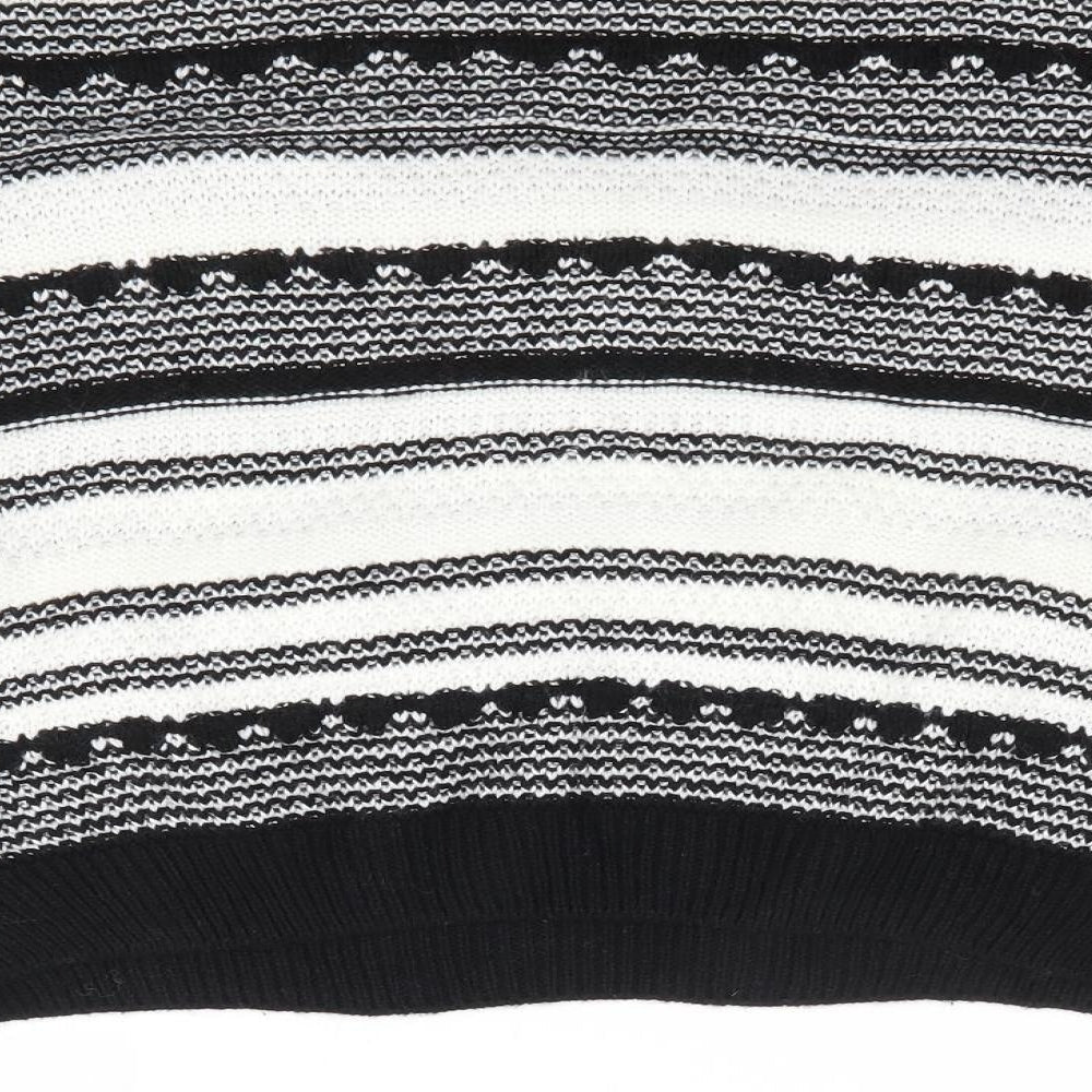 New Look Womens Black Round Neck Striped Acrylic Pullover Jumper Size M
