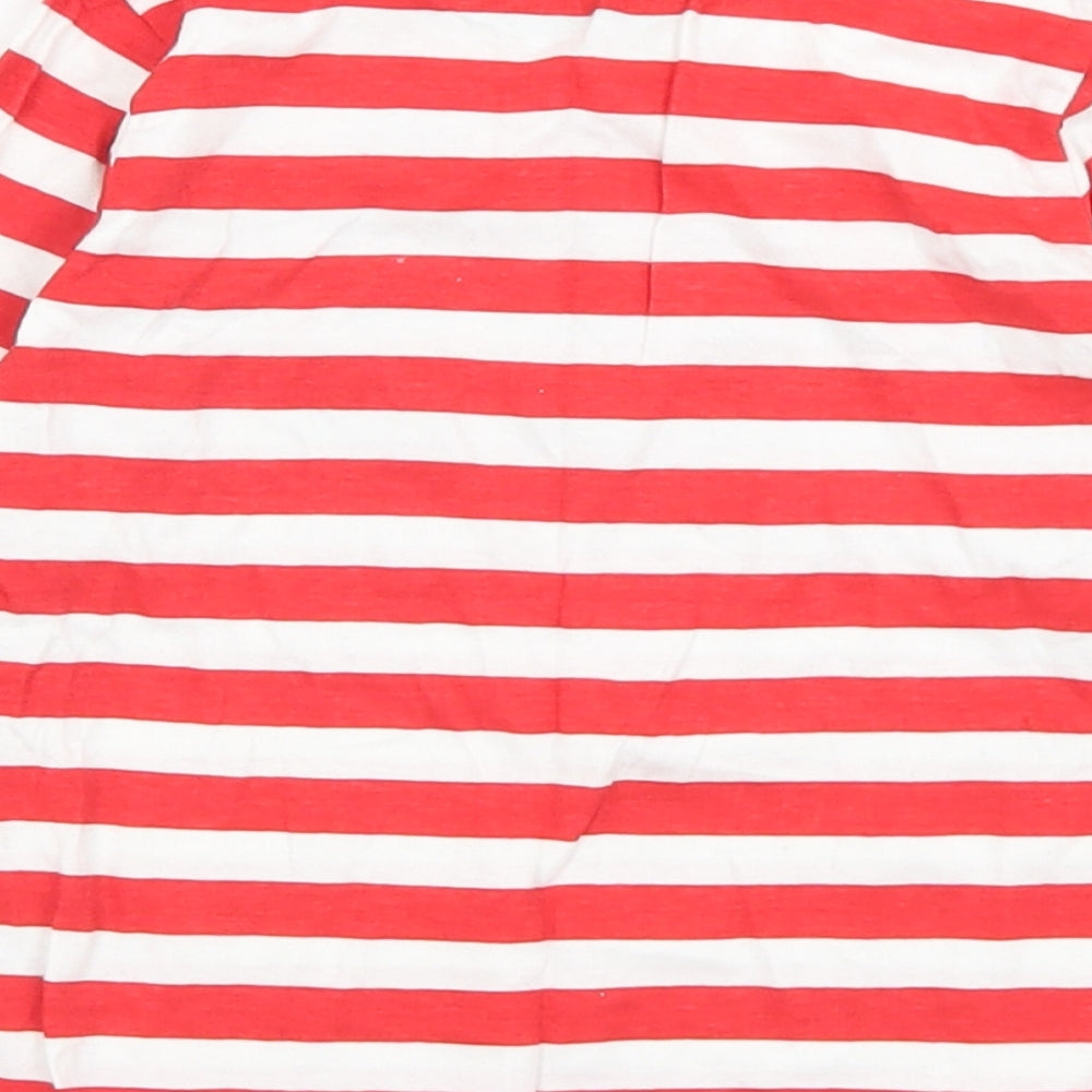 Elves Baby Red Striped Cotton Basic T-Shirt Size 18-24 Months Crew Neck - Team Santa