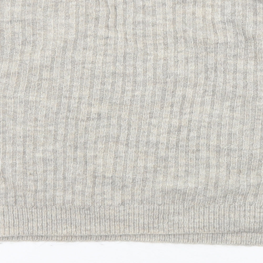 New Look Womens Grey V-Neck Acrylic Pullover Jumper Size S