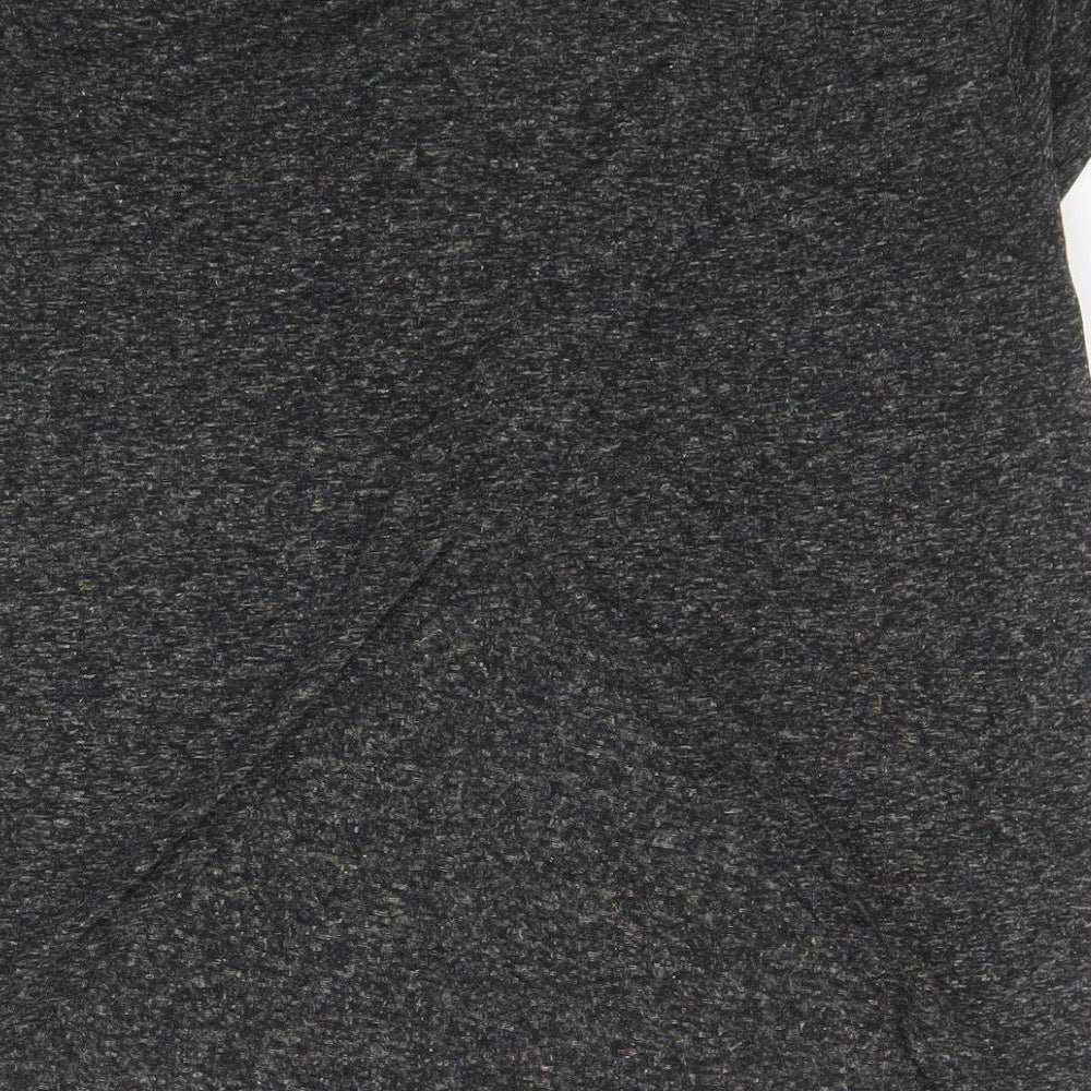 MW Womens Grey Polyester Basic T-Shirt Size M Round Neck - Slit back