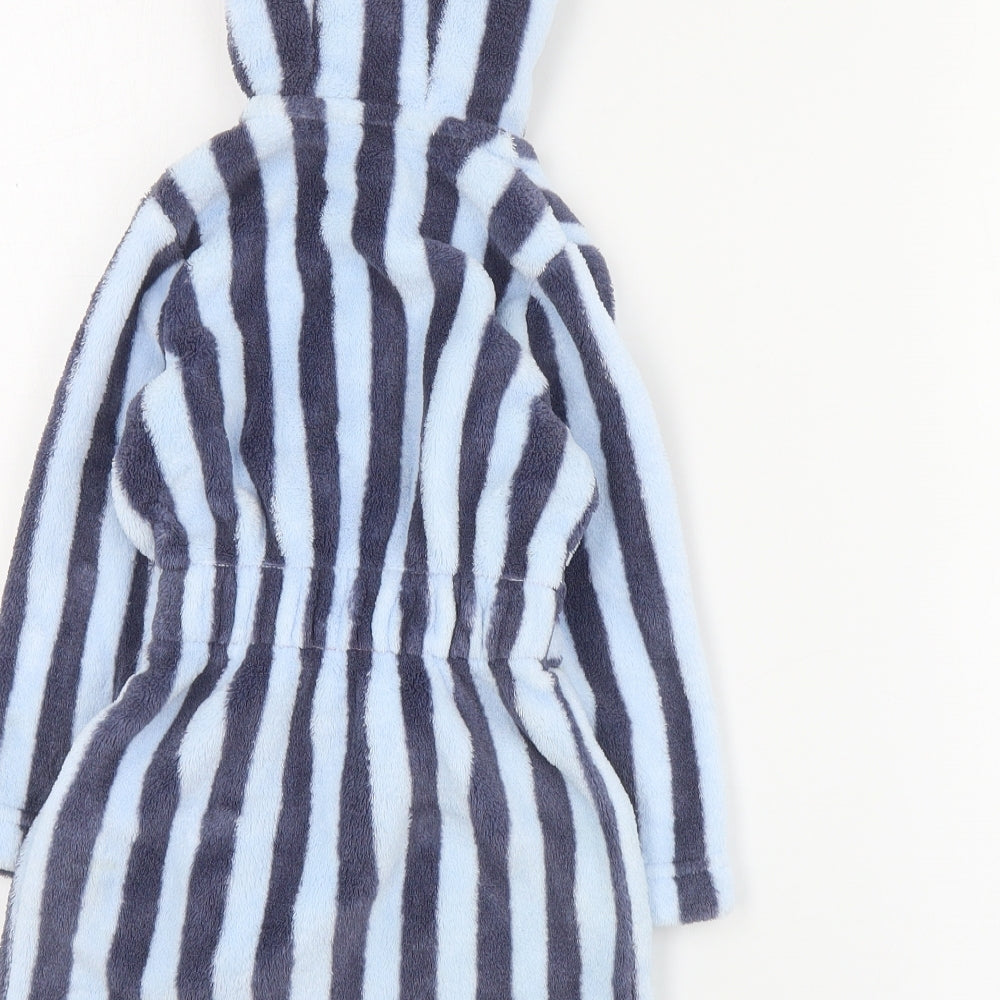 Matalan Baby Blue Striped Polyester Kimono Gown Size 9-12 Months Tie - Football