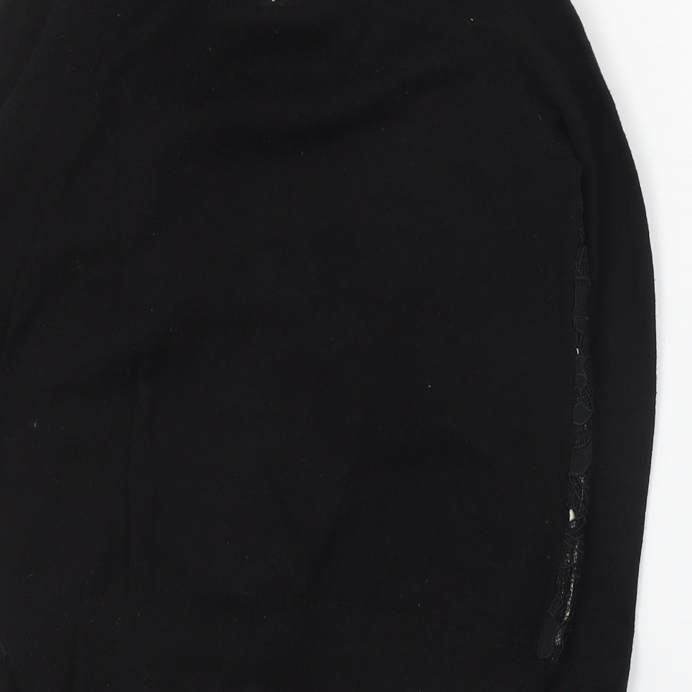 Oasis Womens Black Collared Cotton Pullover Jumper Size XS