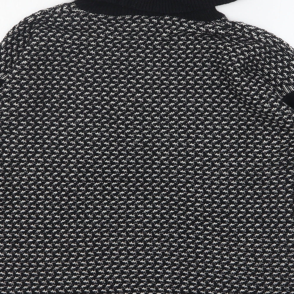Wallis Womens Black Roll Neck Geometric Acrylic Pullover Jumper Size S