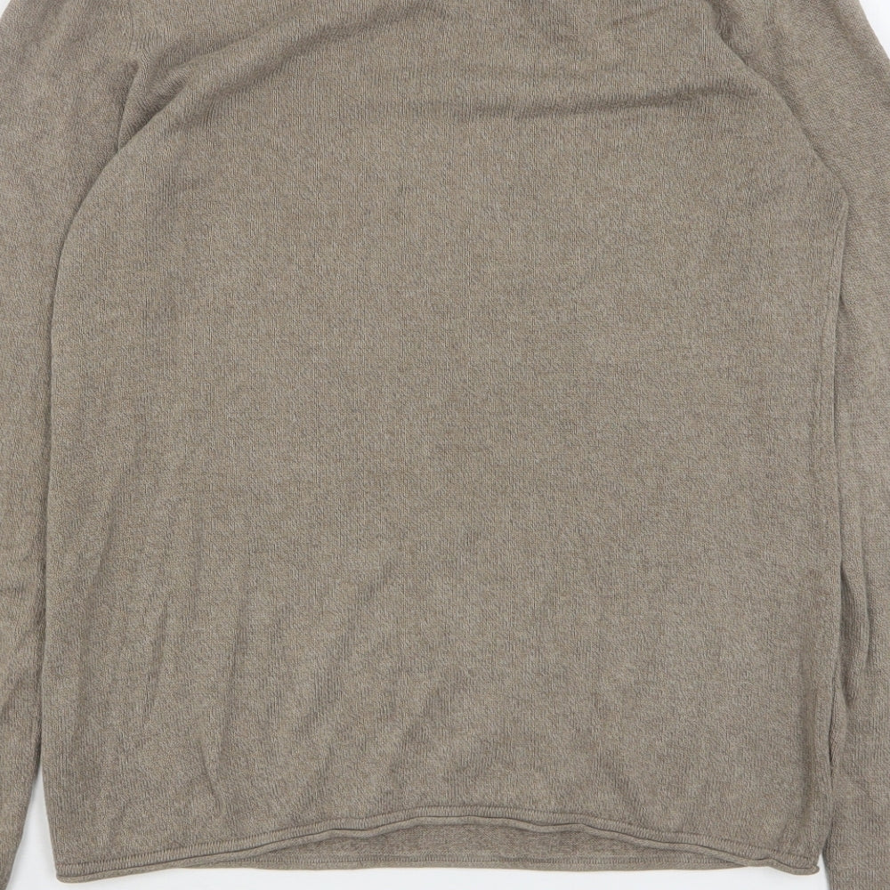 TOM TAILOR Womens Beige Round Neck Cotton Pullover Jumper Size S