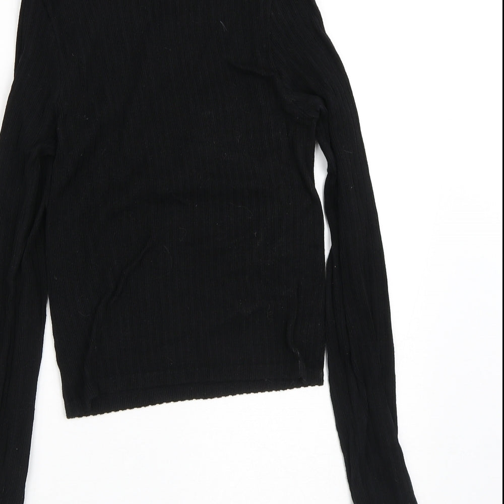 Stradivarius Womens Black Crew Neck Viscose Pullover Jumper Size XS