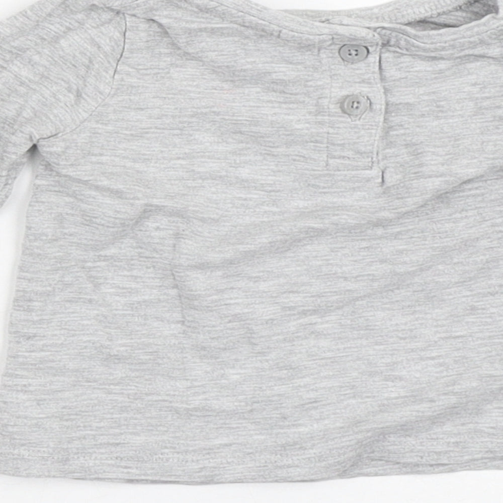 NEXT Baby Grey Cotton Basic T-Shirt Size 3-6 Months Crew Neck - Rabbit