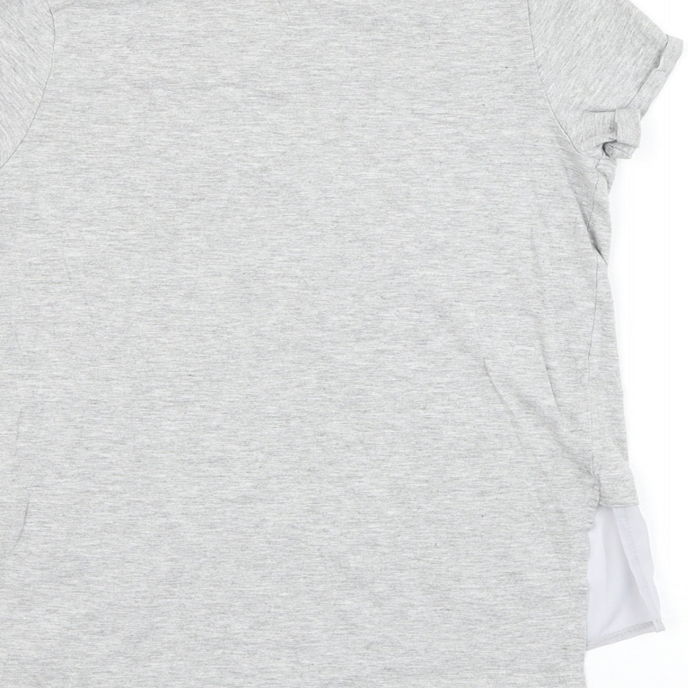 Preworn Girls Grey Cotton Basic T-Shirt Size 11-12 Years Round Neck Pullover - Rule The World