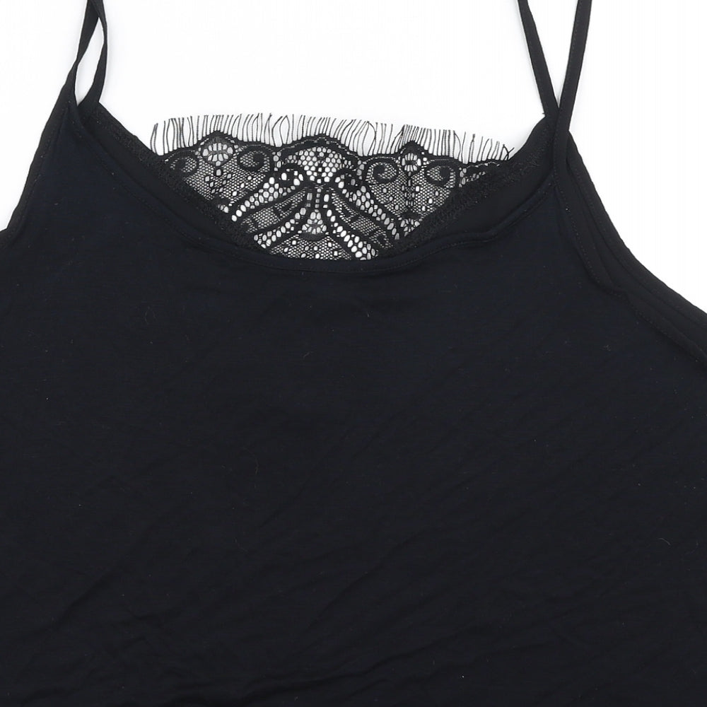 Preworn Womens Black Polyester Camisole Blouse Size M V-Neck