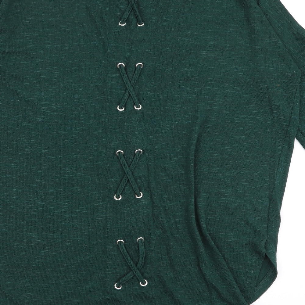 Papaya Womens Green Viscose Basic Blouse Size S Round Neck
