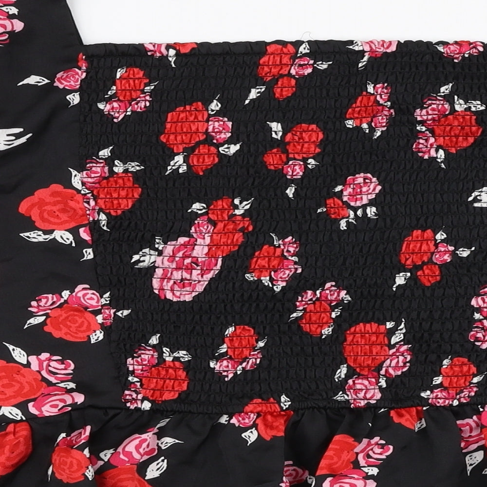 Savida Womens Multicoloured Floral Polyester Cropped Blouse Size XL Square Neck