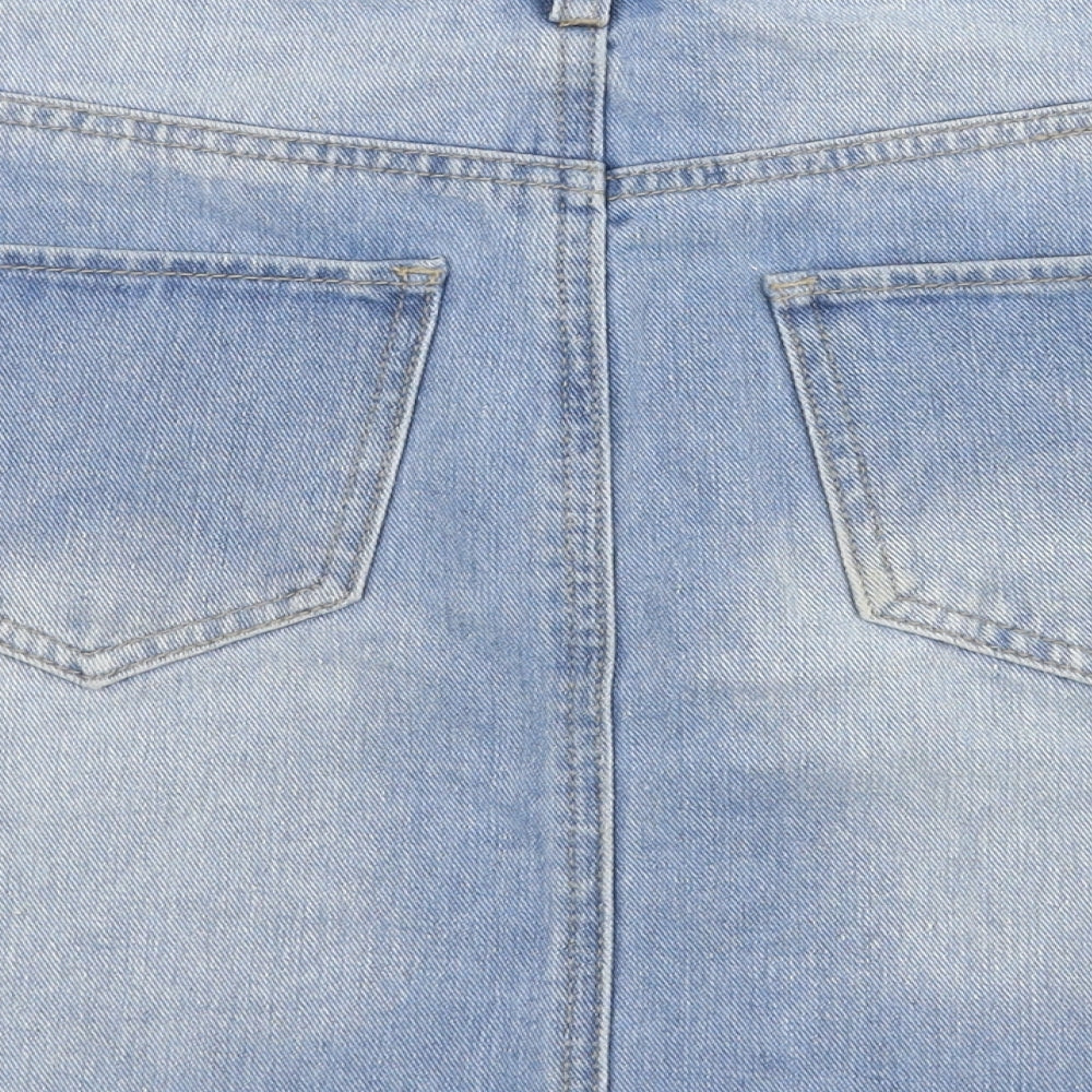 Denim Co Womens Blue Polyester A-Line Skirt Size 8 Zip
