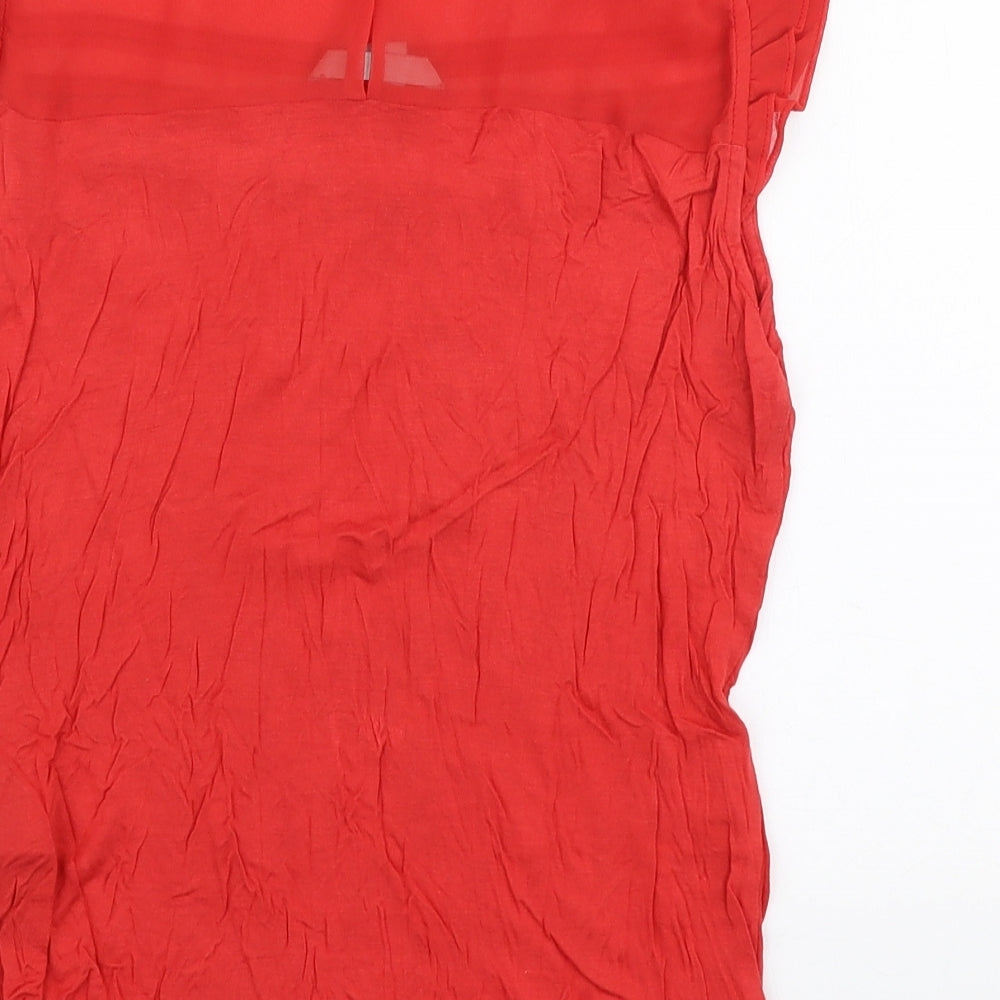 H&M Womens Red Viscose Jersey Blouse Size S Round Neck