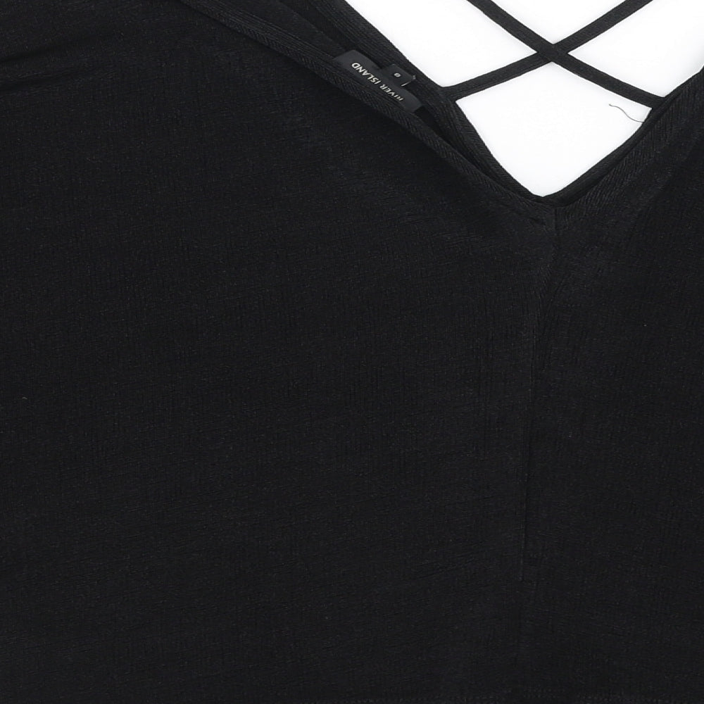 River Island Womens Black V-Neck Polyester Pullover Jumper Size 8 - Cold shoulder