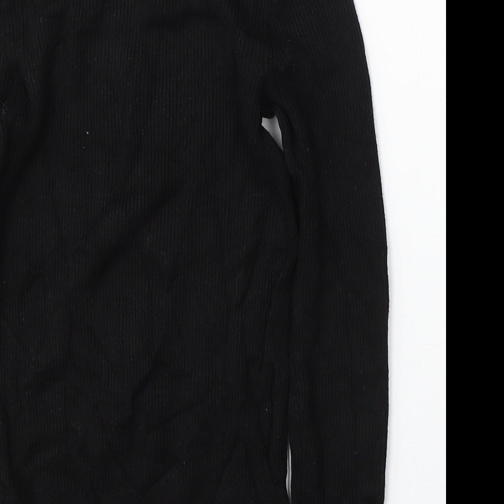 Marks & Spencer Womens Black Round Neck Viscose Pullover Jumper Size 8