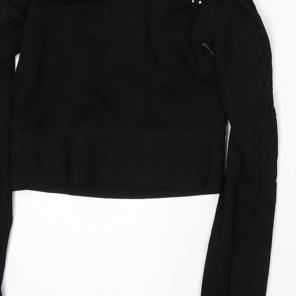 River Island Womens Black Round Neck Viscose Pullover Jumper Size 10