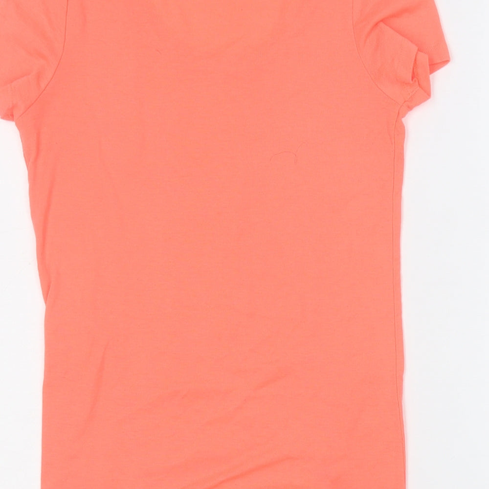 F&F Womens Orange Acrylic Basic T-Shirt Size 14 Round Neck