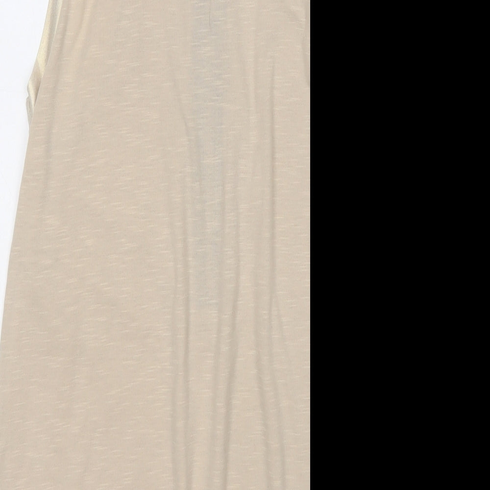 Sheilay Womens Beige Acrylic Basic Tank Size M Round Neck