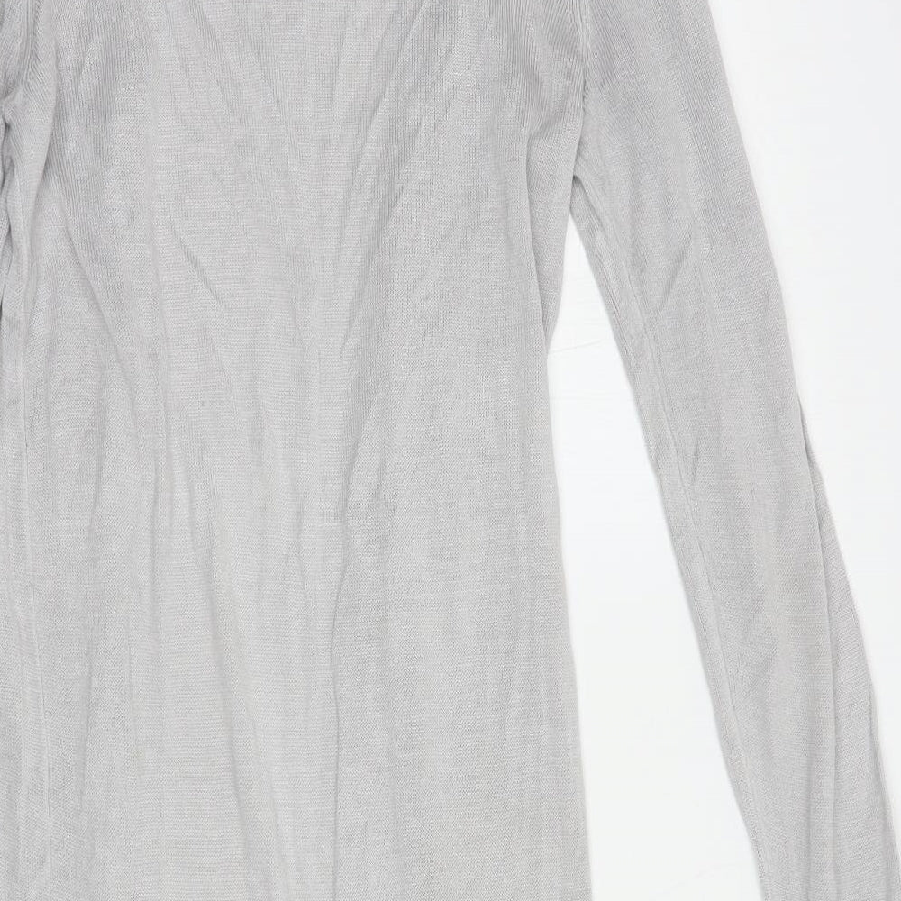 Oasis Womens Grey V-Neck Viscose Cardigan Jumper Size XS
