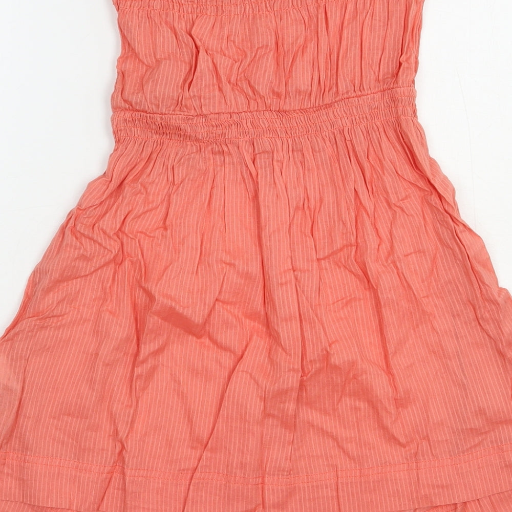 New Look Womens Orange Striped Cotton Basic Blouse Size 10 Off the Shoulder
