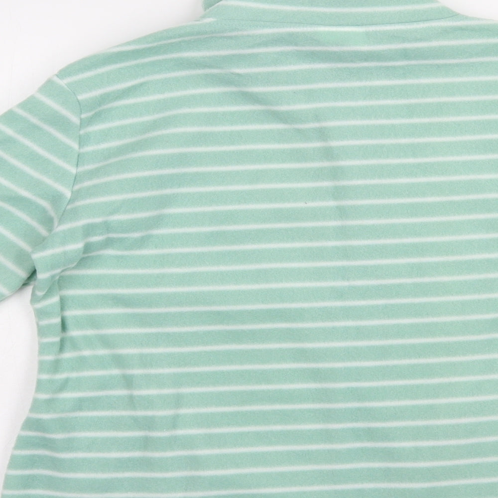 Anne De Lancay Womens Green Striped Polyester Full Zip Sweatshirt Size S Zip