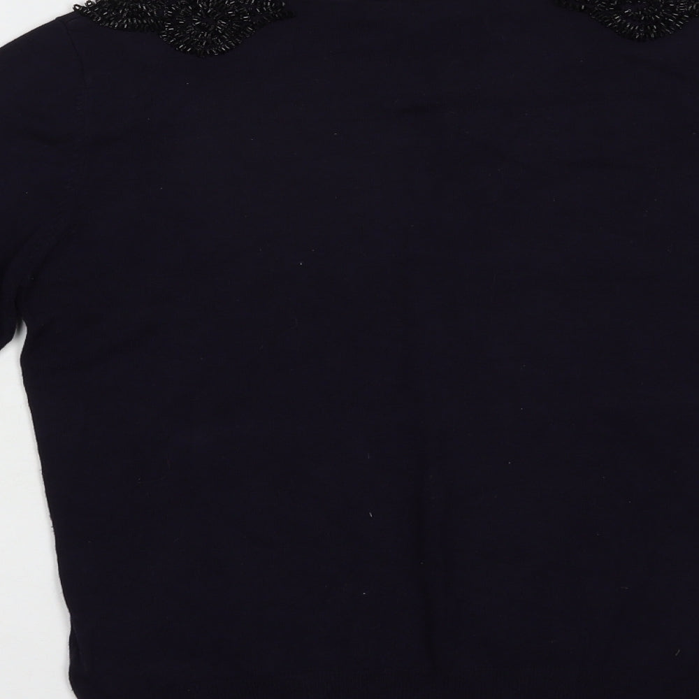 Warehouse Womens Blue Boat Neck Viscose Pullover Jumper Size 12