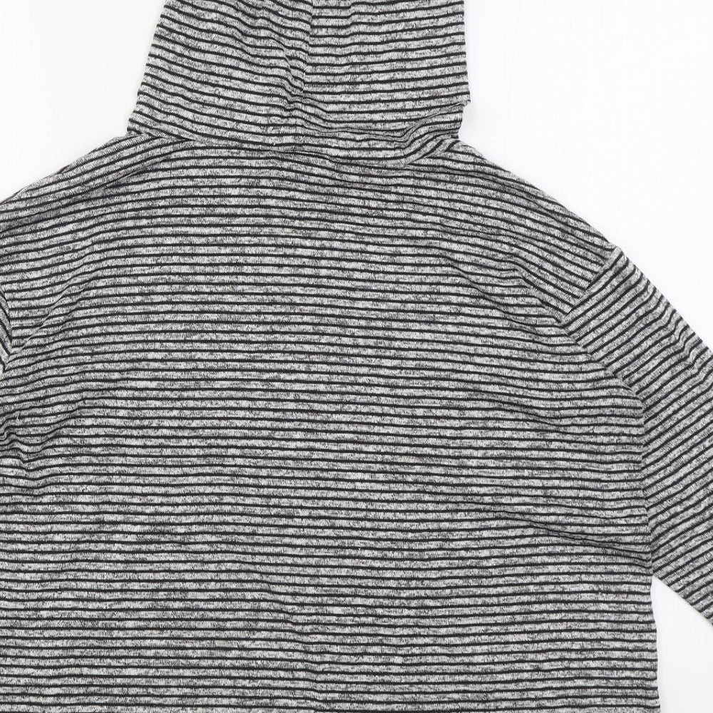 Cha Cha Vente Womens Black Striped Rayon Pullover Hoodie Size XL Pullover