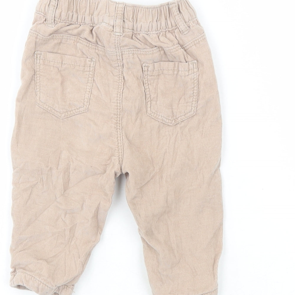 Next Boys Beige 100% Cotton Cargo Trousers Size 3-6 Months