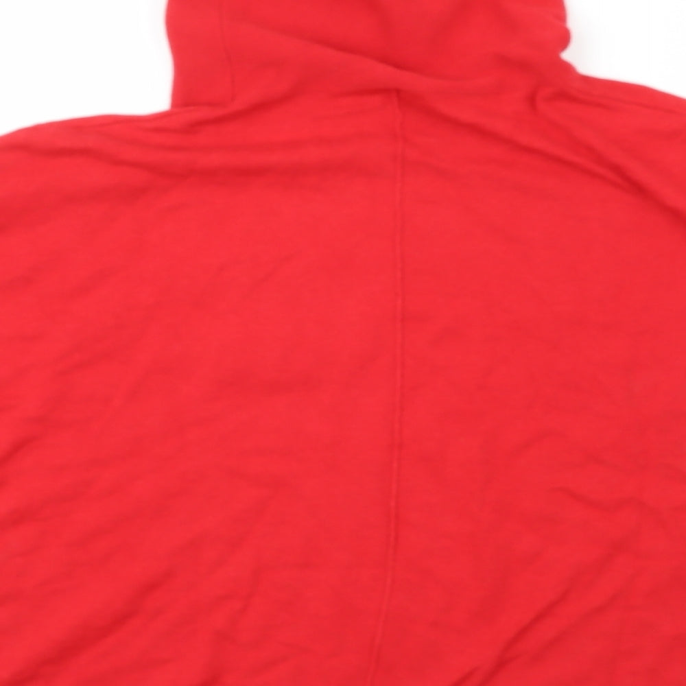 Marbel Womens Red Roll Neck 100% Cotton Cardigan Jumper One Size