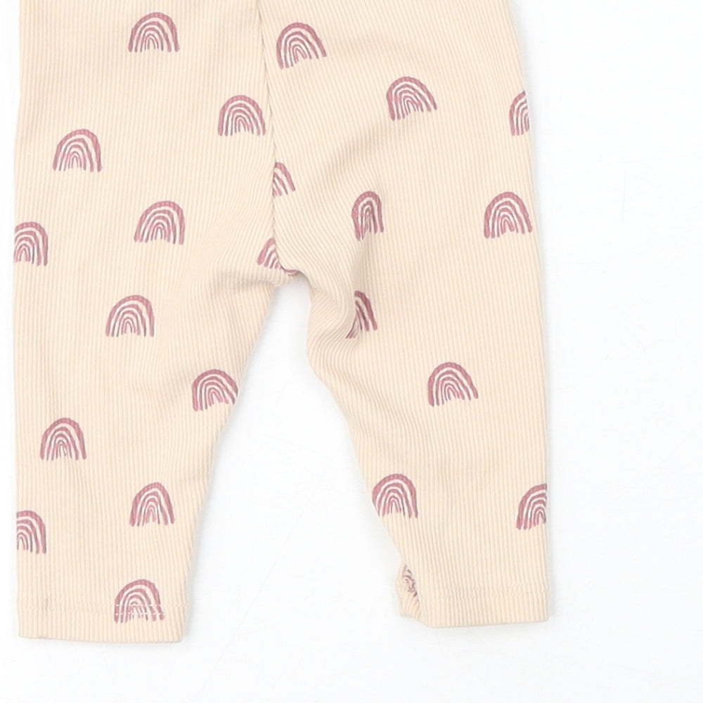 Next Girls Pink Cotton Sweatpants Trousers Size 3-6 Months - Rainbow