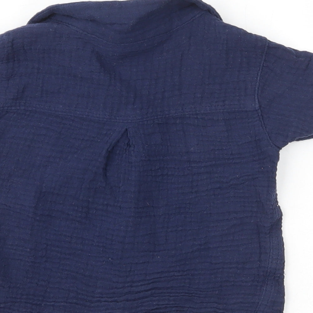 Preworn Boys Blue 100% Cotton Basic Button-Up Size 18-24 Months Collared