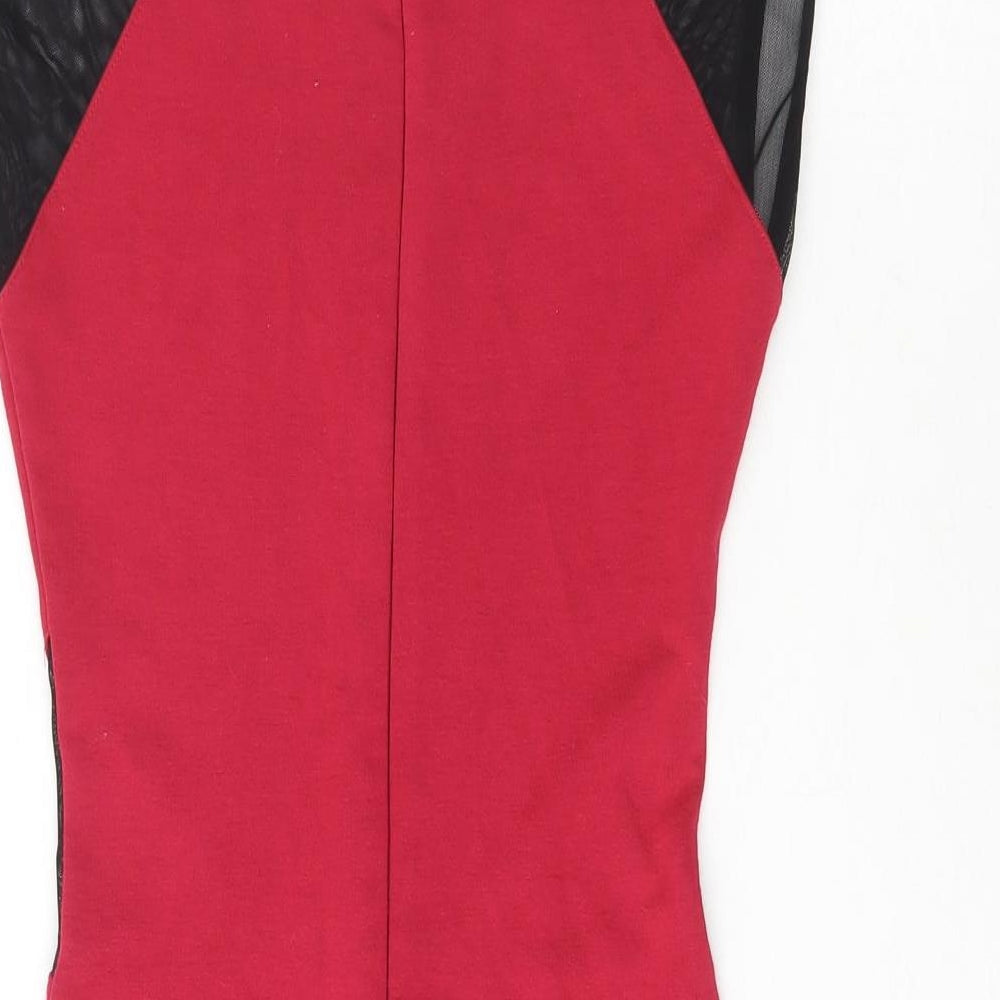French Connection Womens Red Polyester Pencil Dress Size 6 Crew Neck