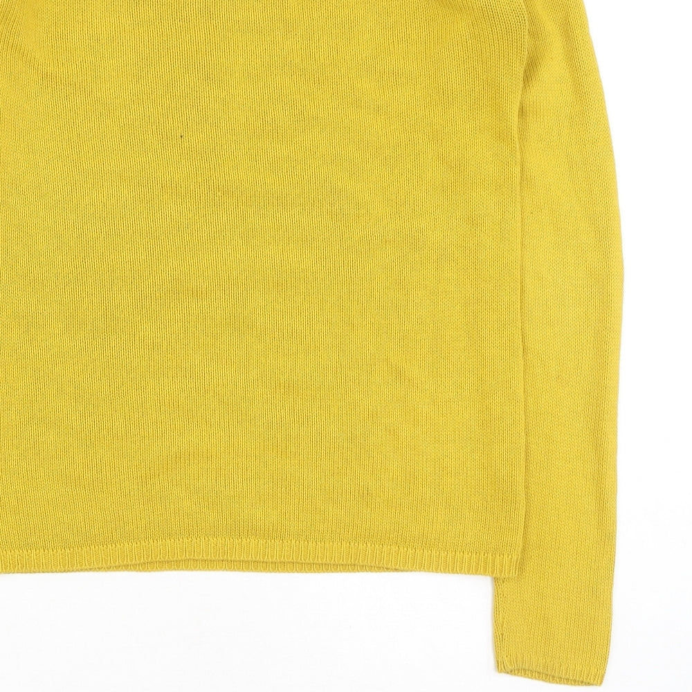 Villa Womens Yellow Round Neck Cotton Pullover Jumper Size S