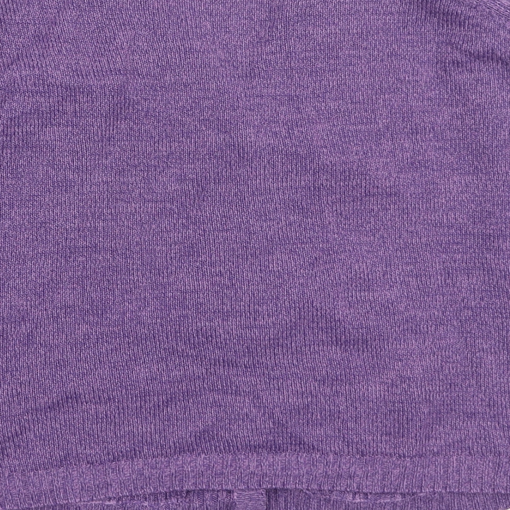 Preworn Womens Purple Round Neck Acrylic Full Zip Jumper Size S