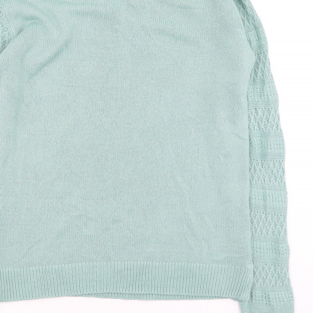 EWM Womens Green Collared Acrylic Pullover Jumper Size S