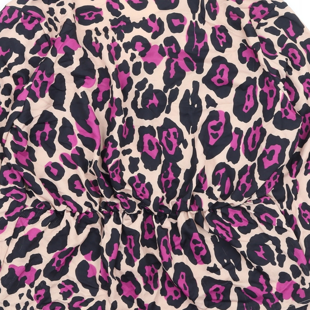 flouse london Womens Multicoloured Animal Print Polyester Basic Blouse Size 18 V-Neck