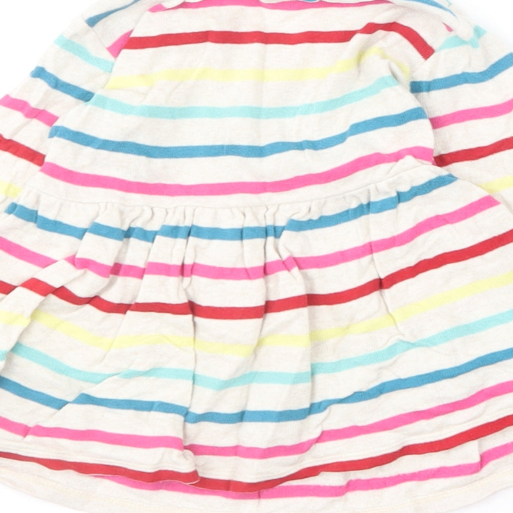 NEXT Girls Multicoloured Striped Cotton Skater Dress Size 6-9 Months Round Neck