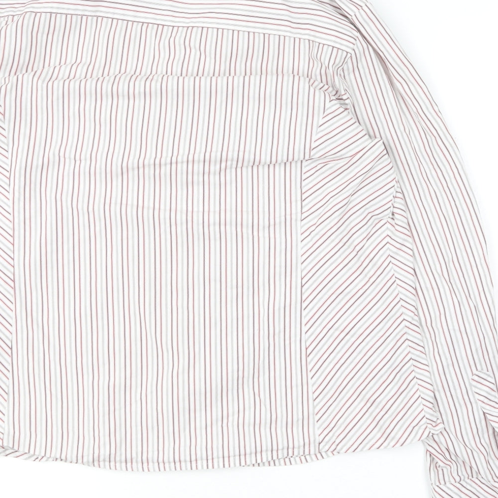 Dimensions Womens Red Striped Cotton Basic Button-Up Size 16 Collared