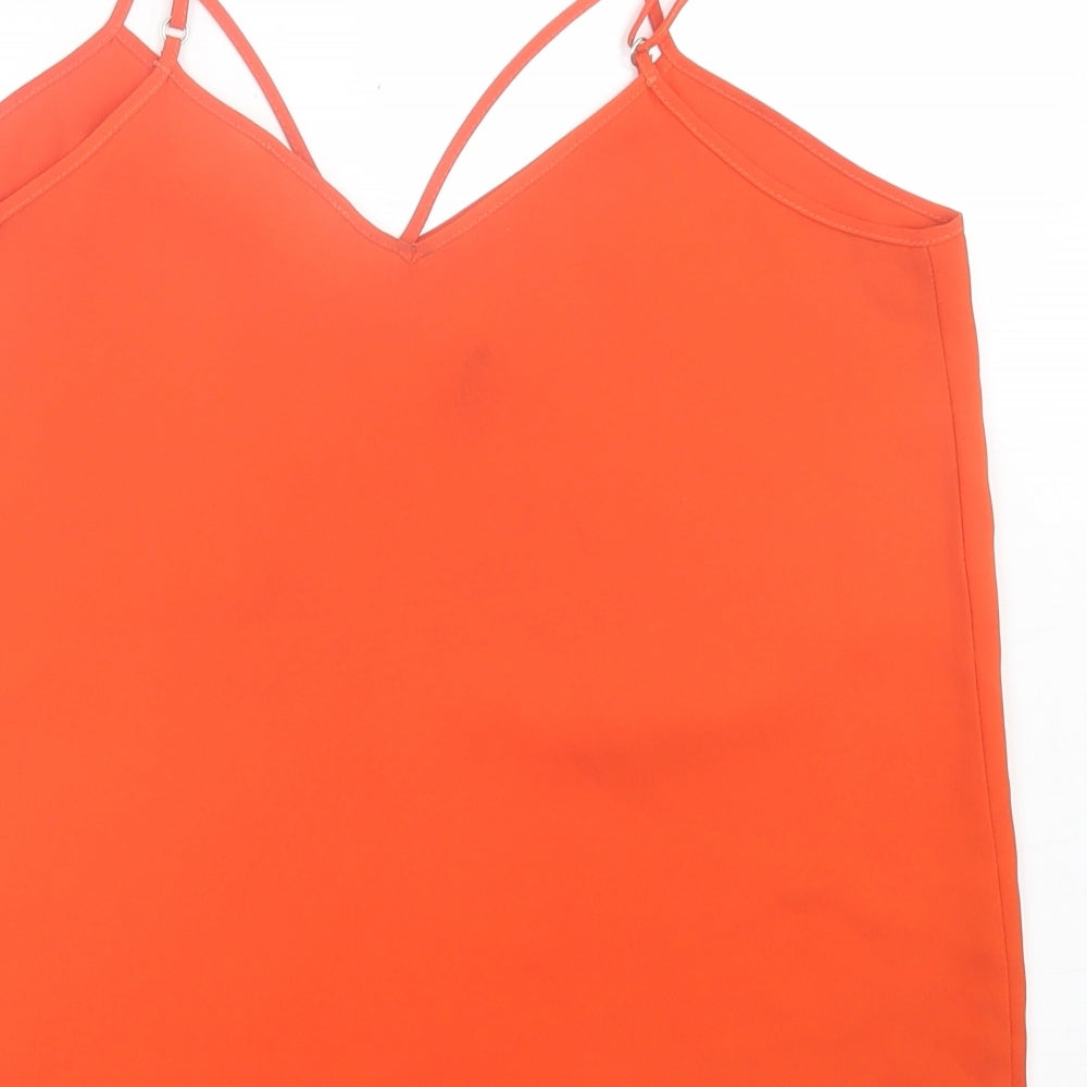 River Island Womens Orange Polyester Basic Tank Size 10 V-Neck