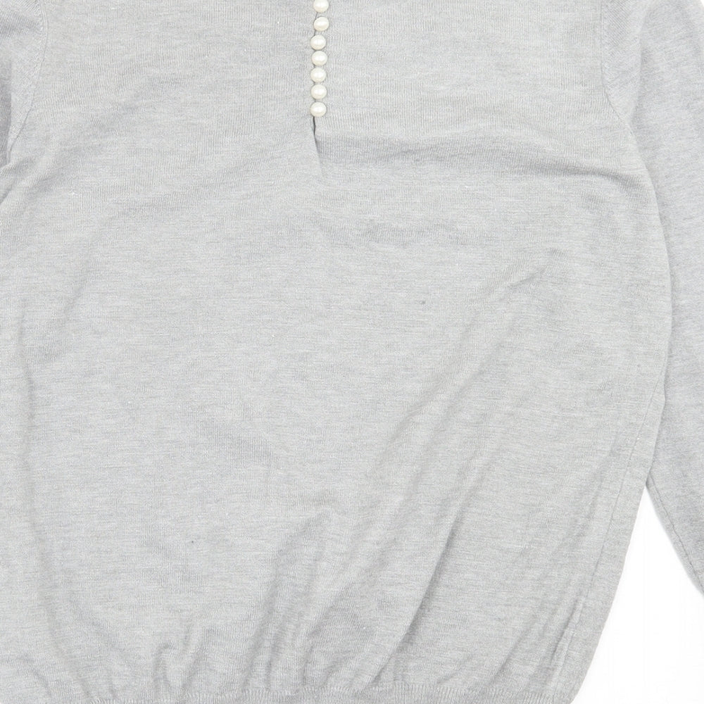Savida Womens Grey Crew Neck Viscose Pullover Jumper Size L