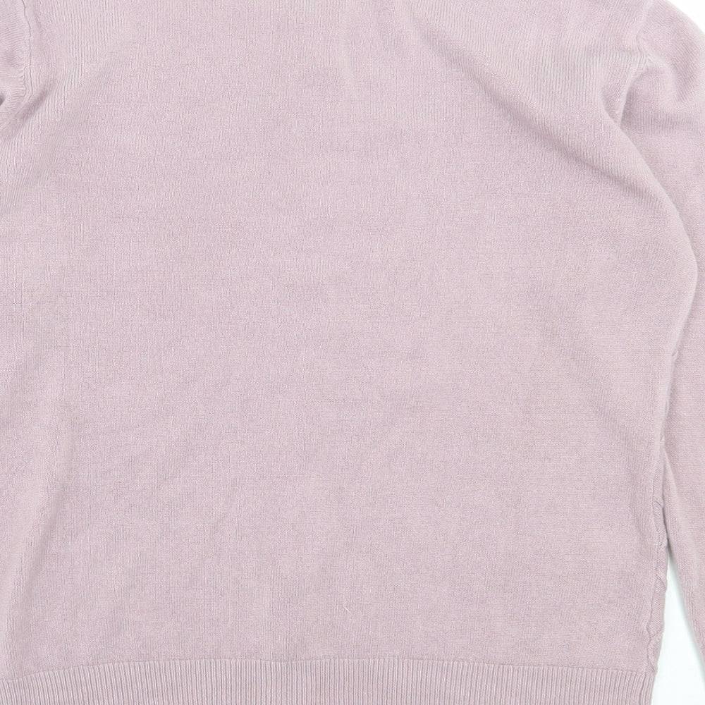 paramour Womens Purple Crew Neck Argyle/Diamond Acrylic Cardigan Jumper Size M