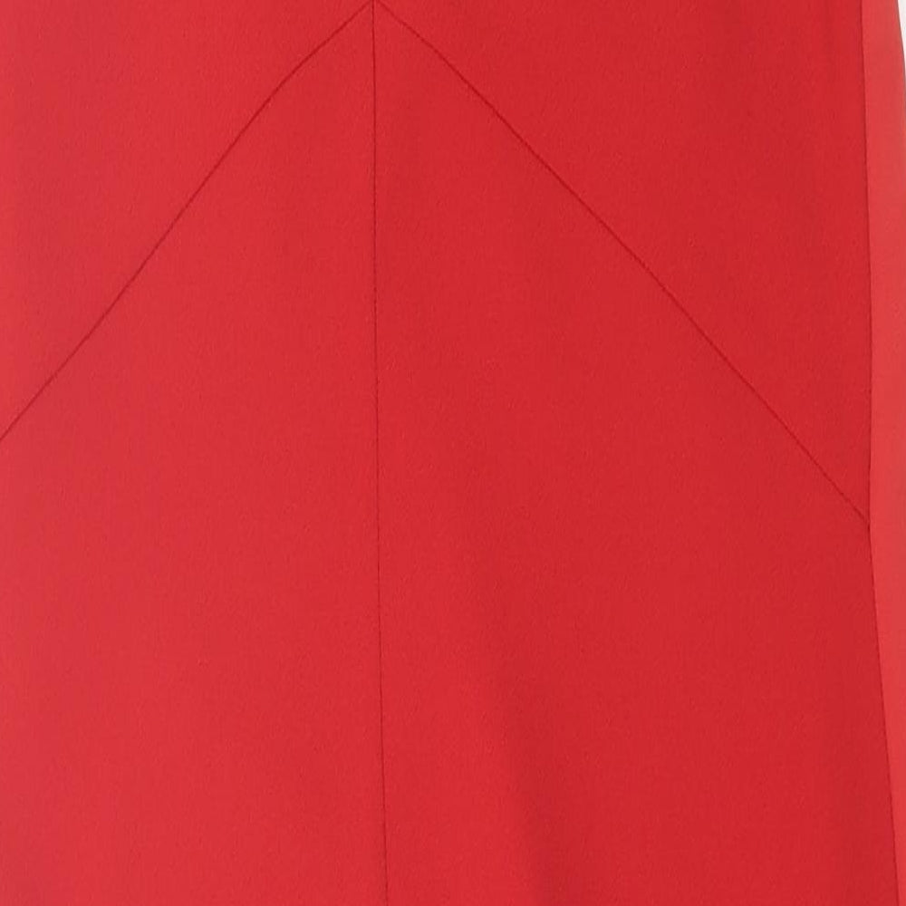 NEXT Womens Red Polyester A-Line Size 8 Crew Neck Button