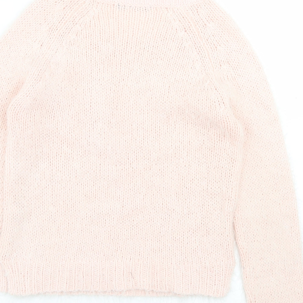 George Womens Pink Crew Neck Acrylic Pullover Jumper Size 10